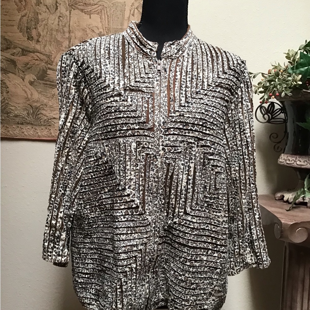 Jacket By Multiples, Size Large, 3/4 Sleeve, Zipp… - image 2